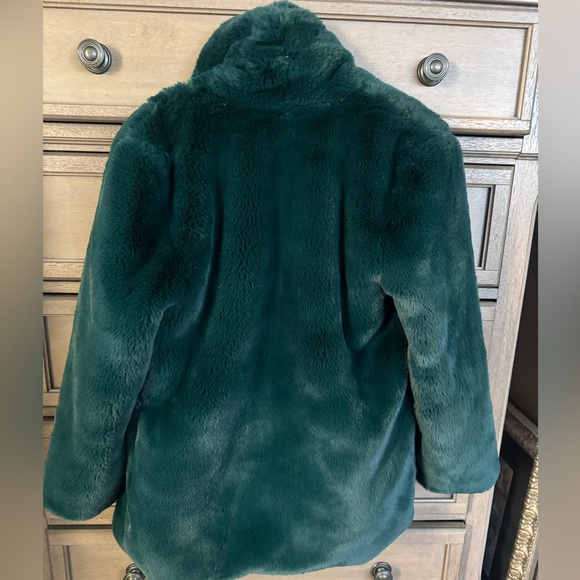 Somedays Lovin Forest Teal Green Faux Fur Jacket Coat - Picture 5 of 6